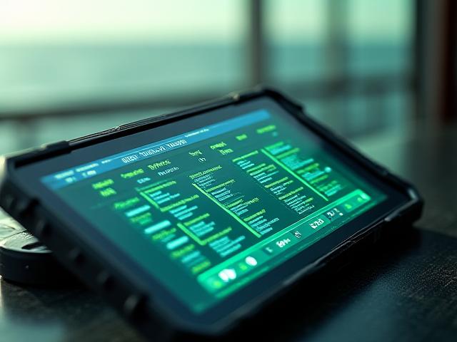 A digital dashboard showing real-time vessel tracking in a busy harbor